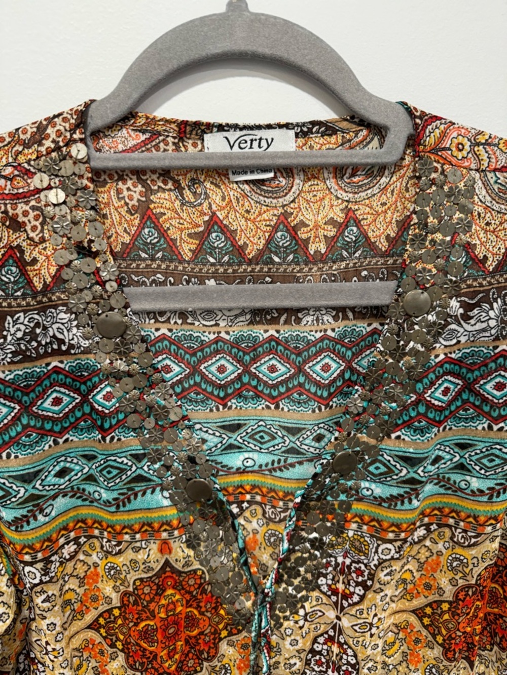 Vntage Boho Printed V-Neck Tunic - Picture 2 of 7